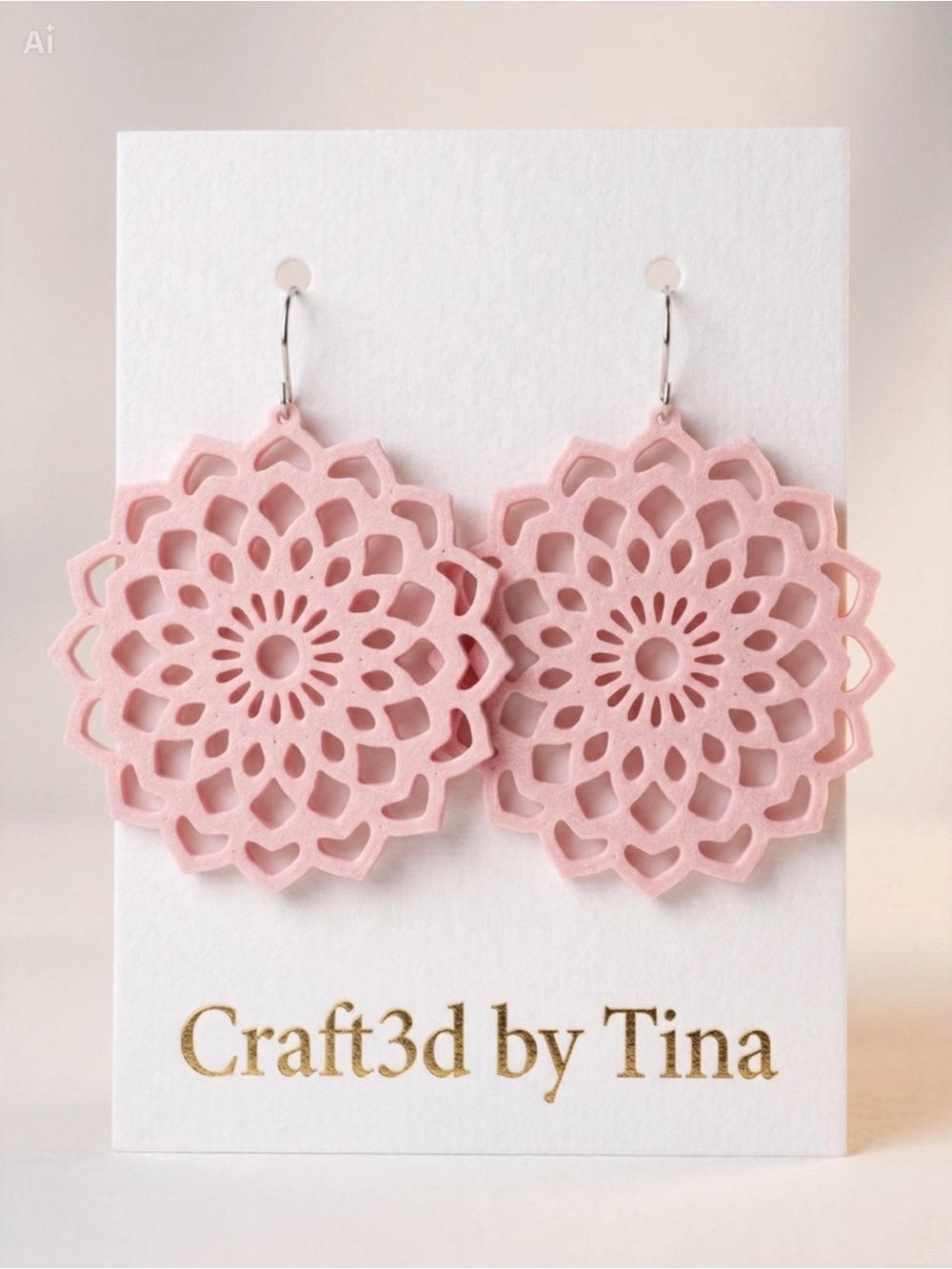 Pink Floral Laser-Cut Dangle Earrings